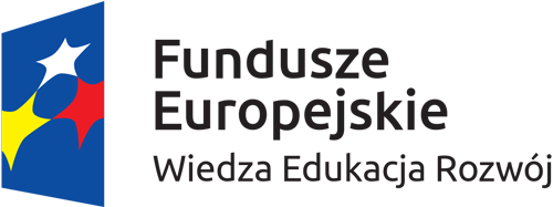 Logo: Fundusze Europejskie. Wiedza, Edukacja, Rozwój